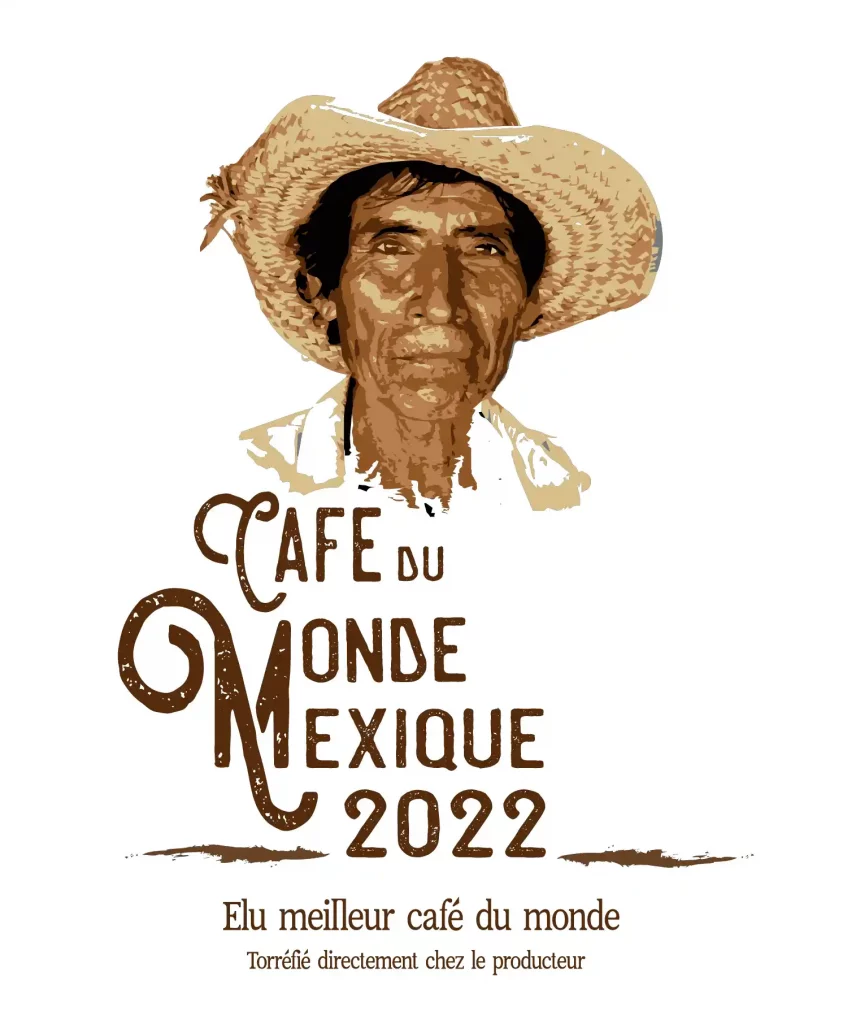 Logo Café du monde avec un visage d'homme colombien